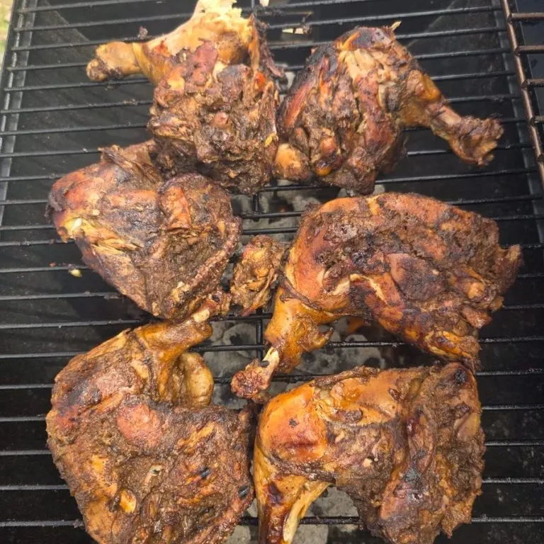 Jerk chicken on the grill at Island Pullup